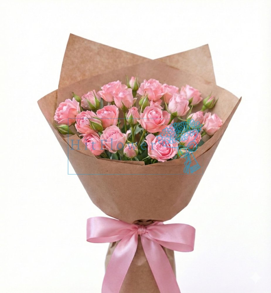 Букет роз Розовая акварель